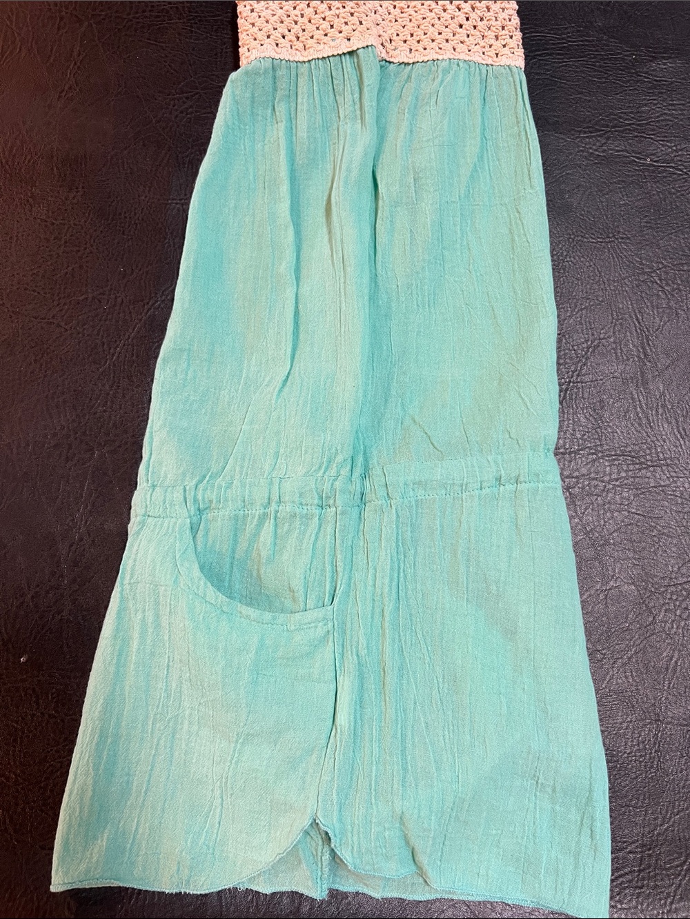 Women’s Turquoise Crochet-top Romper Shorts - Picture 5 of 6